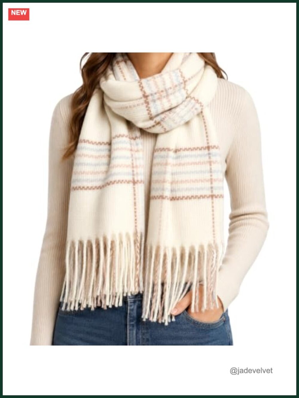 Women's Plaid Shawl Wrap Scarf with Tassels Oversized Winter